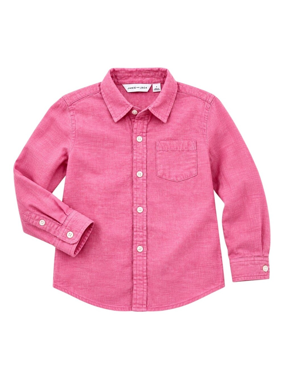 Janie And Jack Kids Button Down Oxford Linen Cotton Shirt Pink Red Boys Size 3